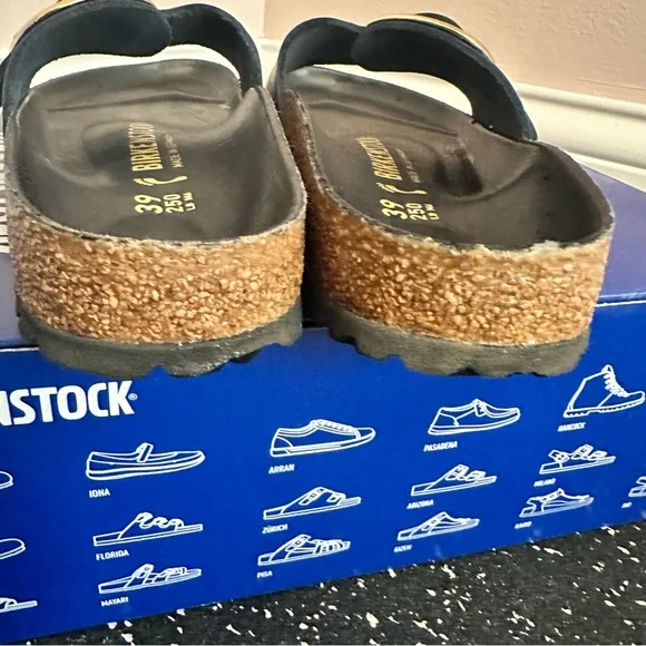 Birkenstock Navy Madrid with Gold Buckle - Picture 3 of 5
